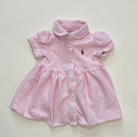 Ralph Lauren Pink Striped Baby Dress - Picture 1 of 4